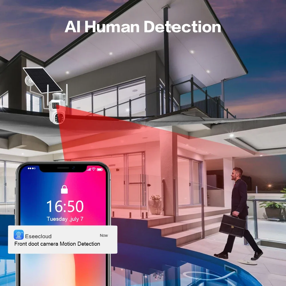듀얼 렌즈 와이파이 태양광 CCTV 카메라 시스템, 1 - Home Security Kit With Camera 리뷰 및 가격
