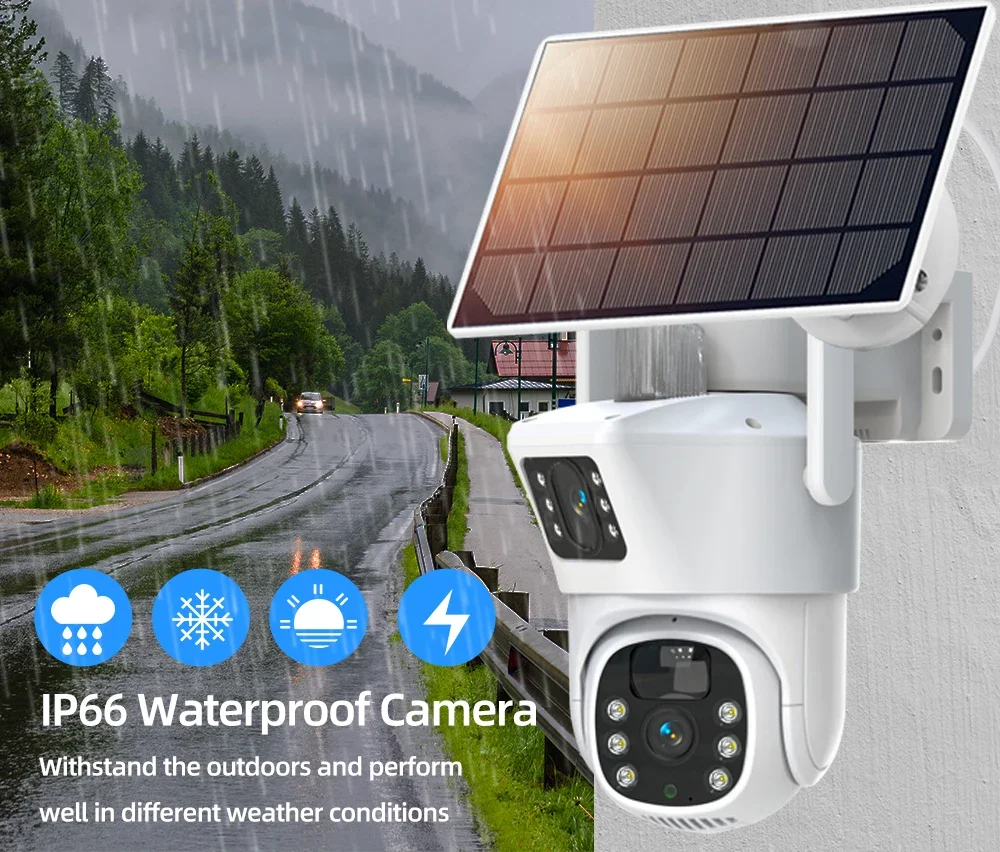 듀얼 렌즈 와이파이 태양광 CCTV 카메라 시스템, 1 - Home Security Kit With Camera 리뷰 및 가격