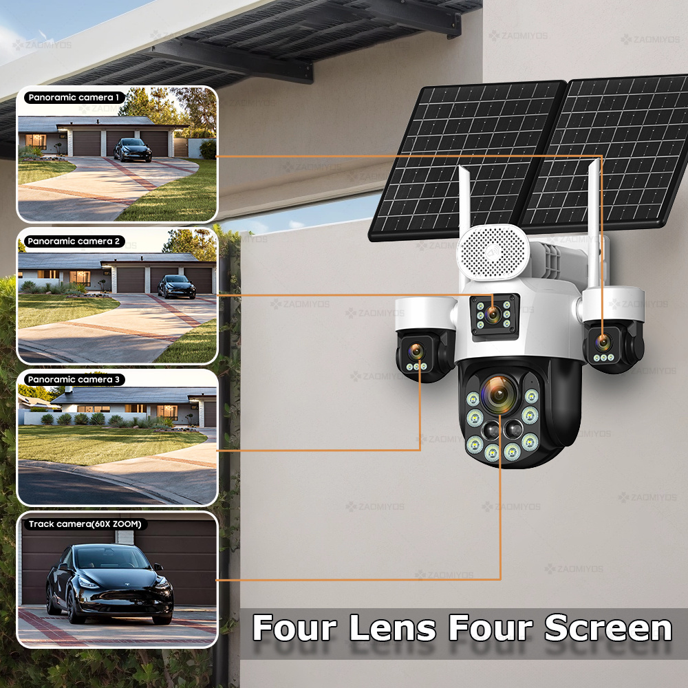 4렌즈 아웃도어 360 °   감시용 태양광 카메라 2 - Home Security Tips 리뷰 및 가격