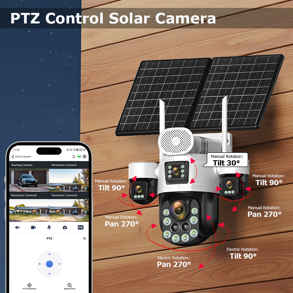 4렌즈 아웃도어 360 °   감시용 태양광 카메라 2 - Home Security Tips 리뷰 및 가격