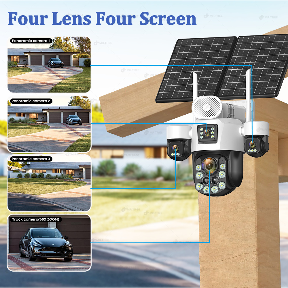 AOV 4렌즈 야외 감시용 태양광 카메라 20MP 4G - Home Security Tips 리뷰 및 가격
