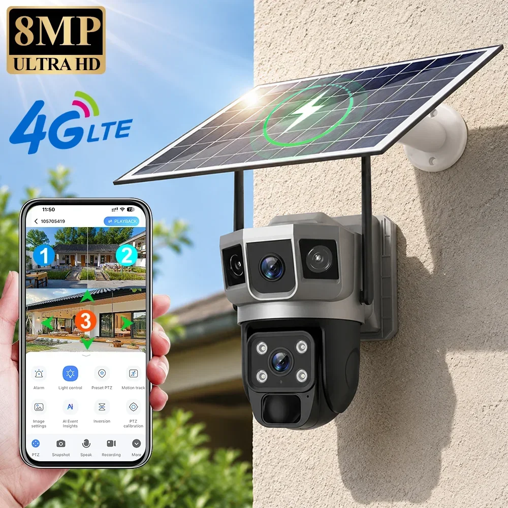 V380 4K 3화면 4G 카메라 태양광 배터리 PIR - Home Security Tips 리뷰 및 가격