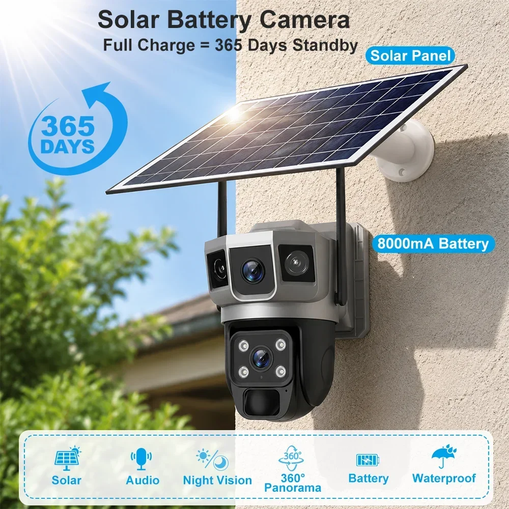 V380 4K 3화면 4G 카메라 태양광 배터리 PIR - Home Security Tips 리뷰 및 가격