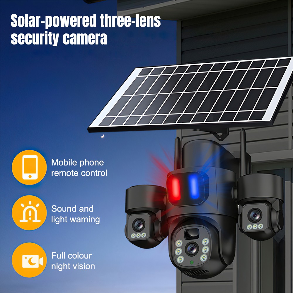 태양광 WiFi PTZ 카메라 야외용 트리플 렌즈 3화 - Home Security And Cctv 리뷰 및 가격