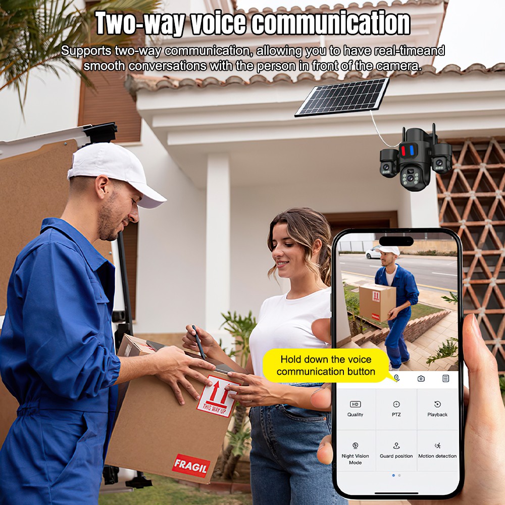 태양광 WiFi PTZ 카메라 야외용 트리플 렌즈 3화 - Home Security And Cctv 리뷰 및 가격